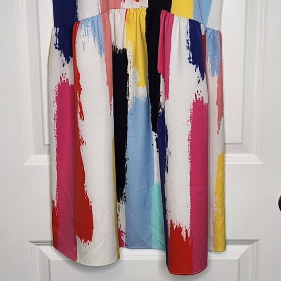 Crosby By Mollie Burch Abstract Watercolor Spaghetti Strap Dress - Picture 4 of 7